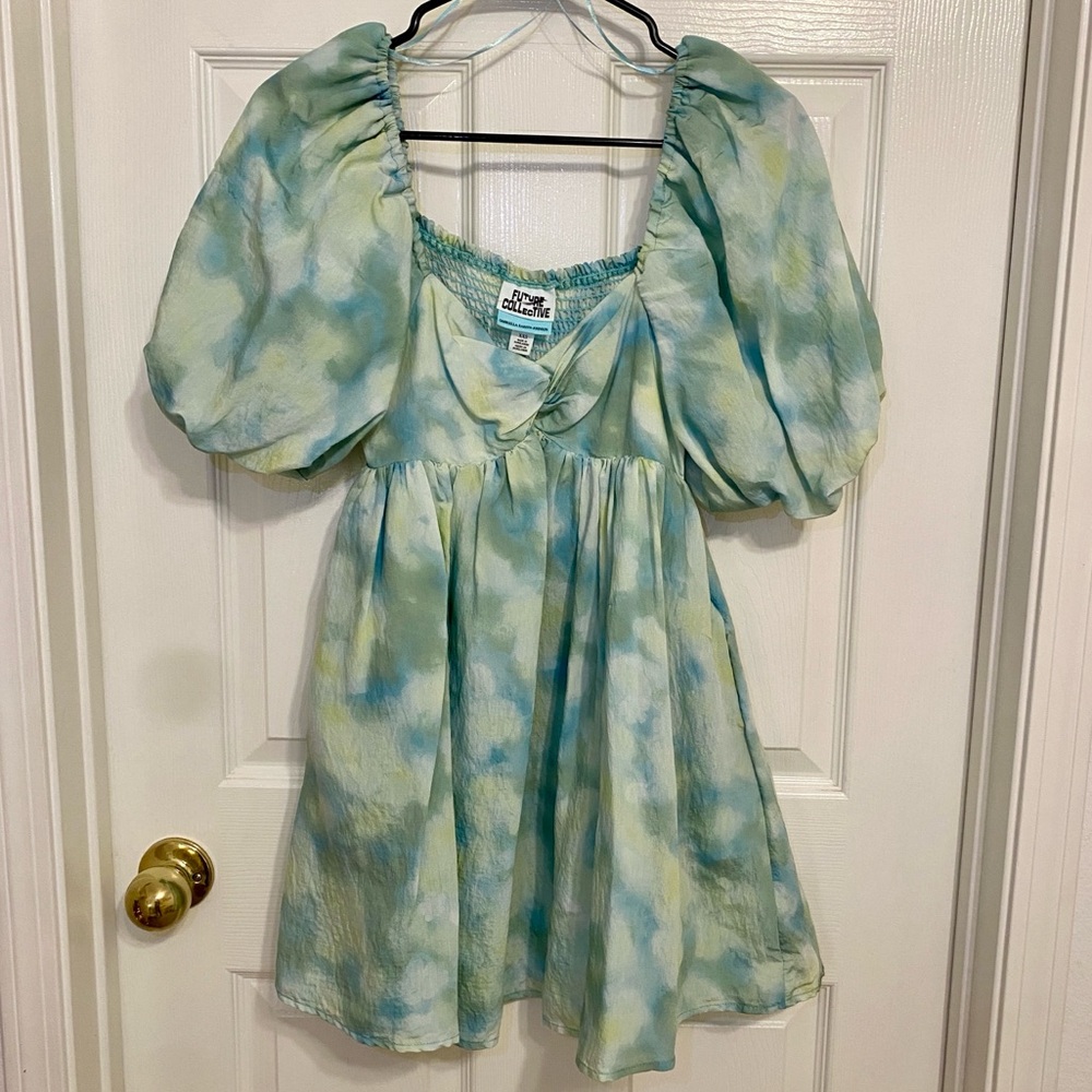 Future Collective Pastel Blue and Green Bubble Fluffy Dress💙